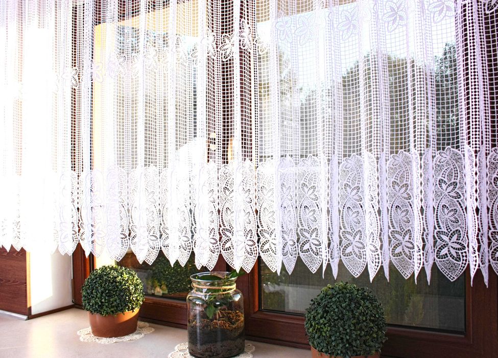 Biała Firanka Do Kuchni Zazdrostka Gipiura 145 wys