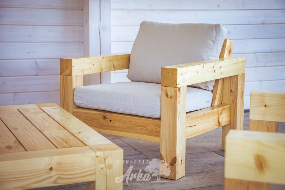 Sofa, fotel, stół, meble ogrodowe
