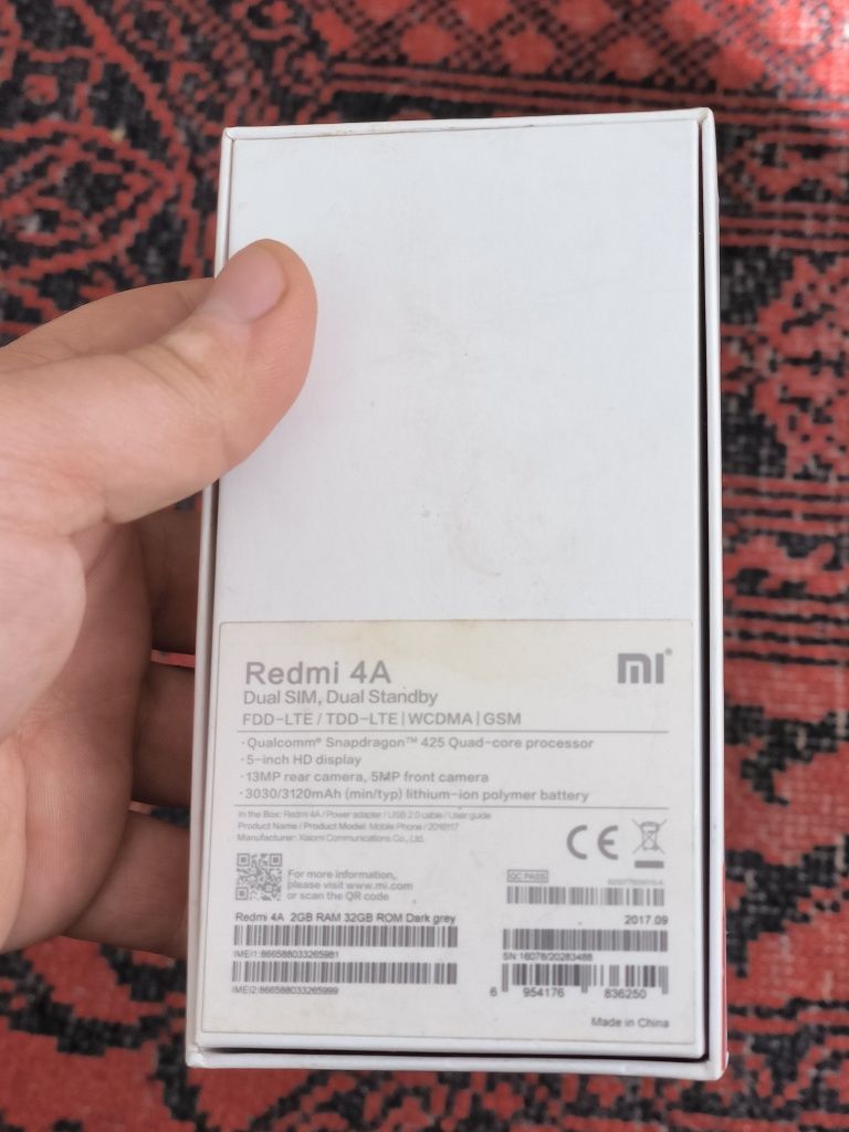 Redmi 4A коробка+ чеки