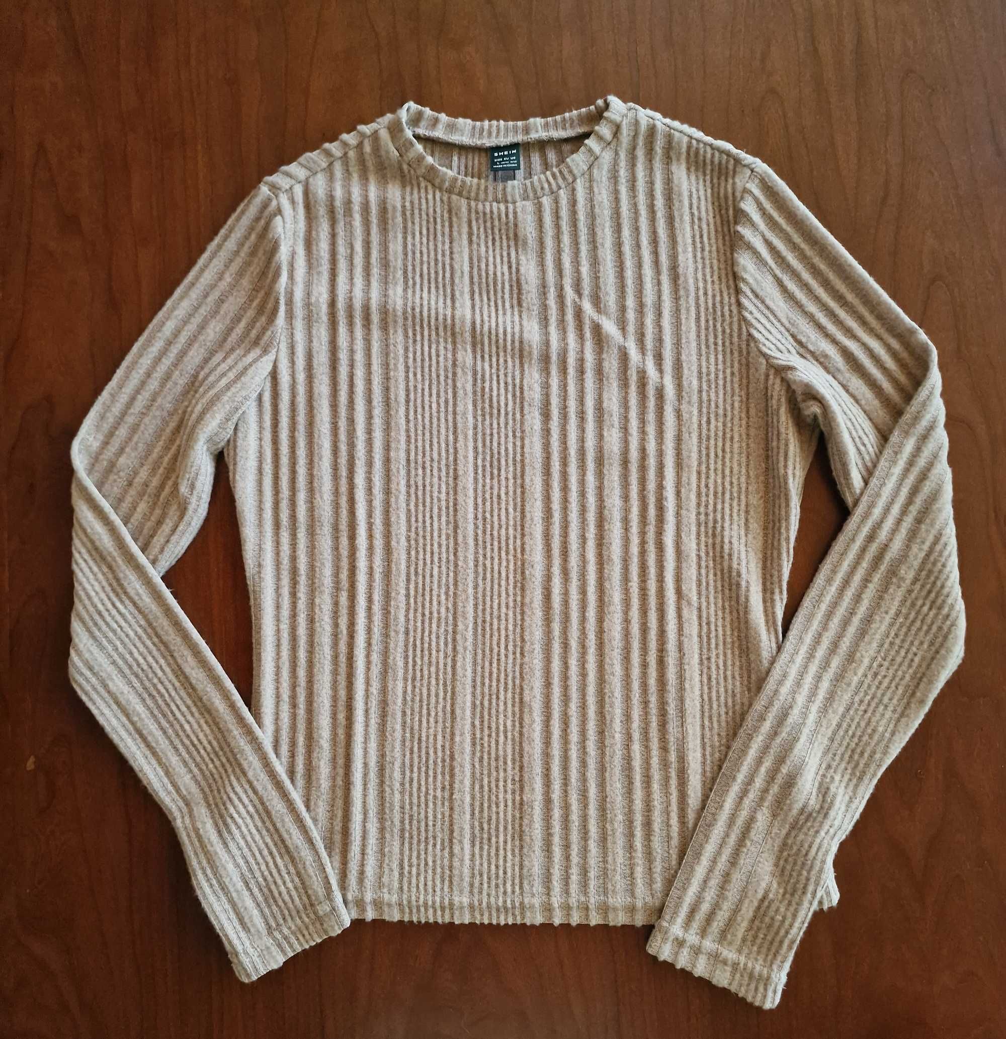 Camisola manga comprida creme Shein