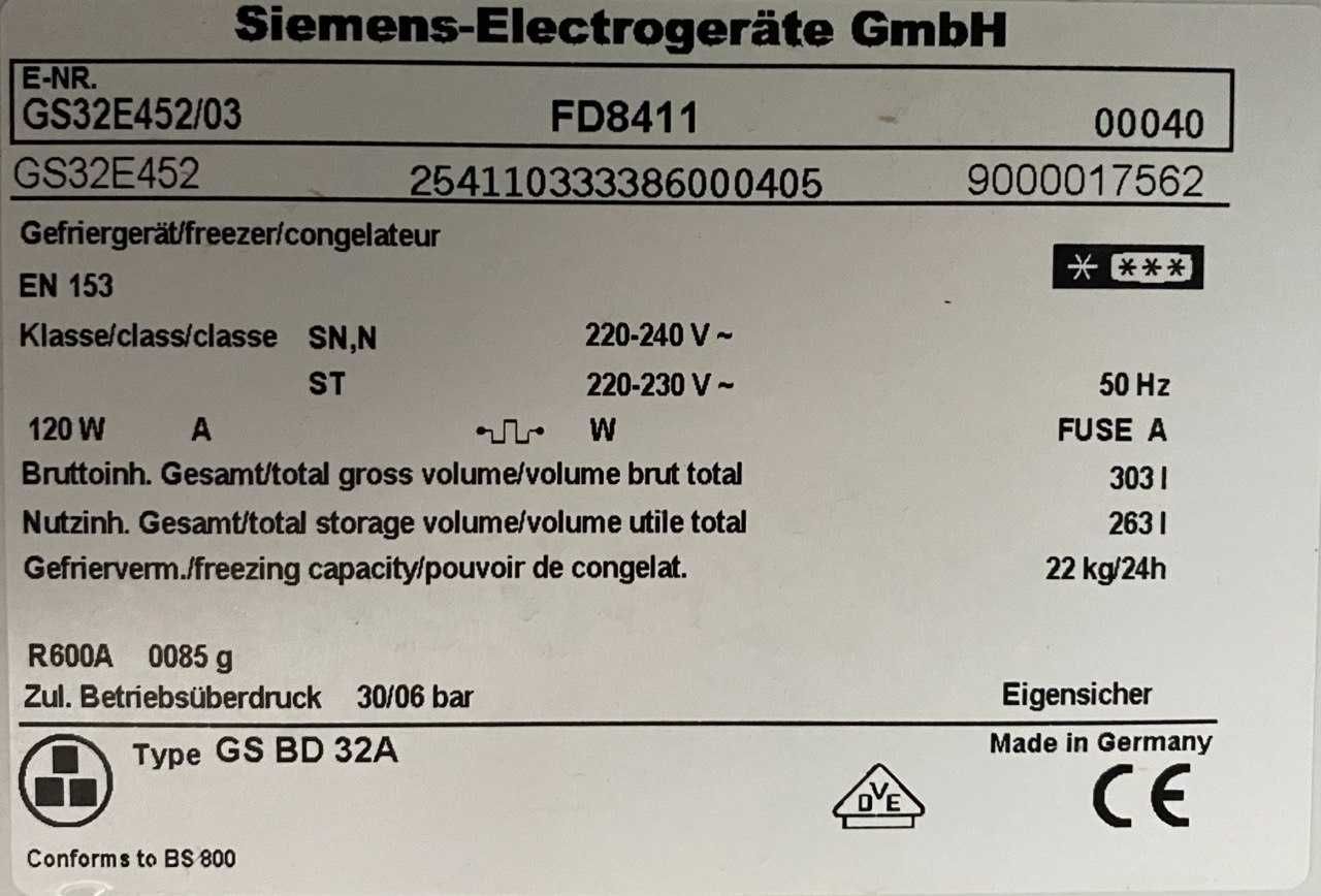 Морозильна камера Siemens GS32E452/03 з Європи