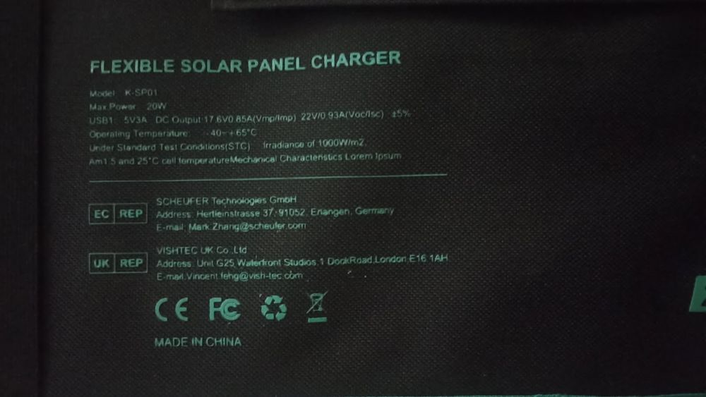 Ładowarka solarna do samochodu panel solarny pc 20W 12v