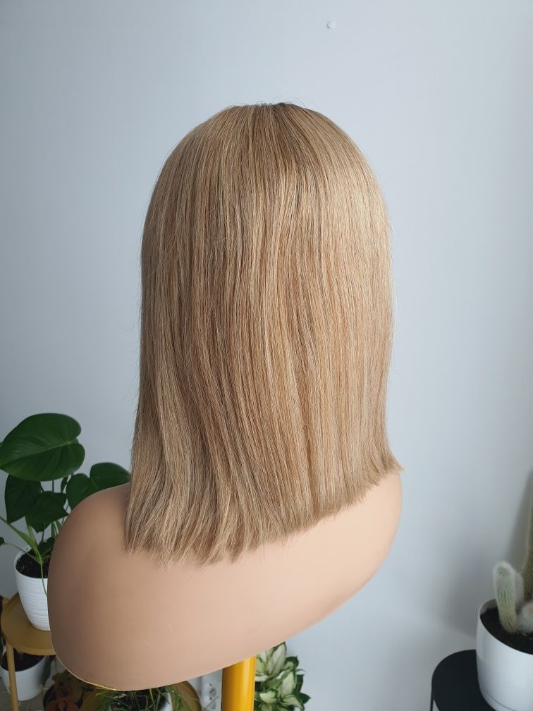 Peruka z włosów naturalnych blond z odrostem lace front Monika