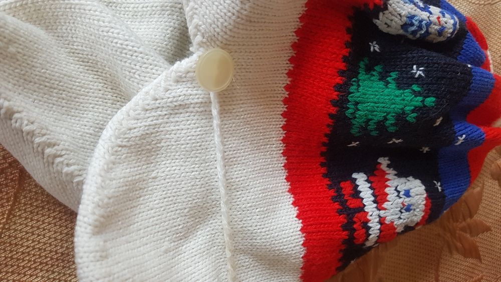 шапка дитяча подвійна вовна + шарф в'язаний трикотаж шерсть руч. вышив