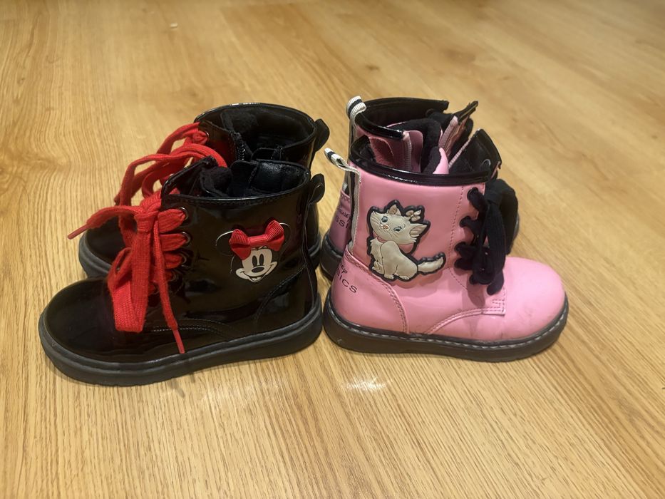2 pary 26 i 27 Lakierki ocieplane botki traperki zimowe dziewczynki