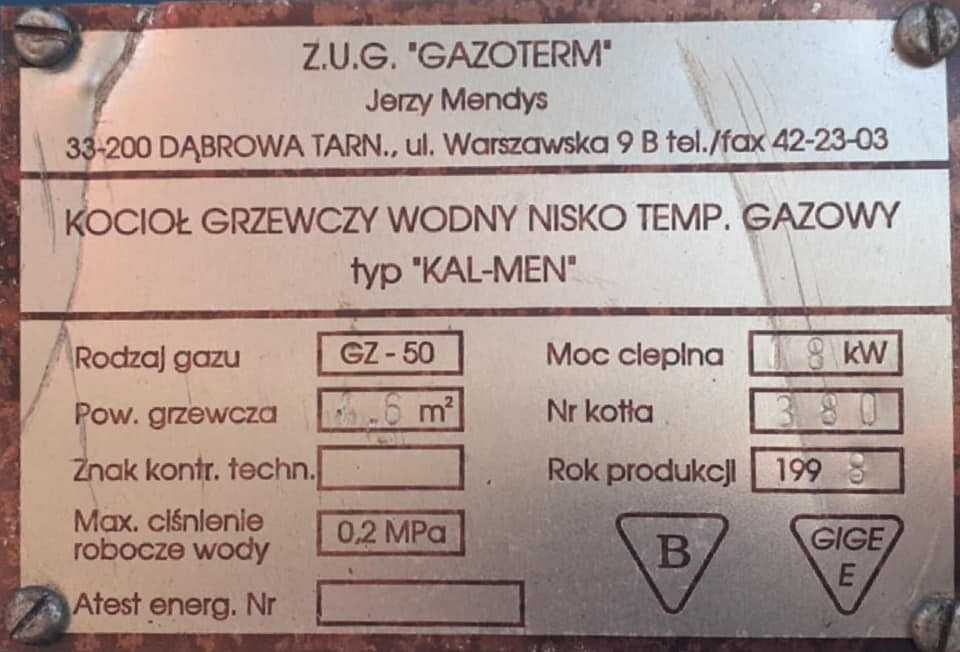 Używany piec gazowy, w bardzo dobrym stanie