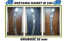 Drzwi zewnętrzne 80, 90 model "LUNA" SZYBKA DOSTAWA, orzech, grafit