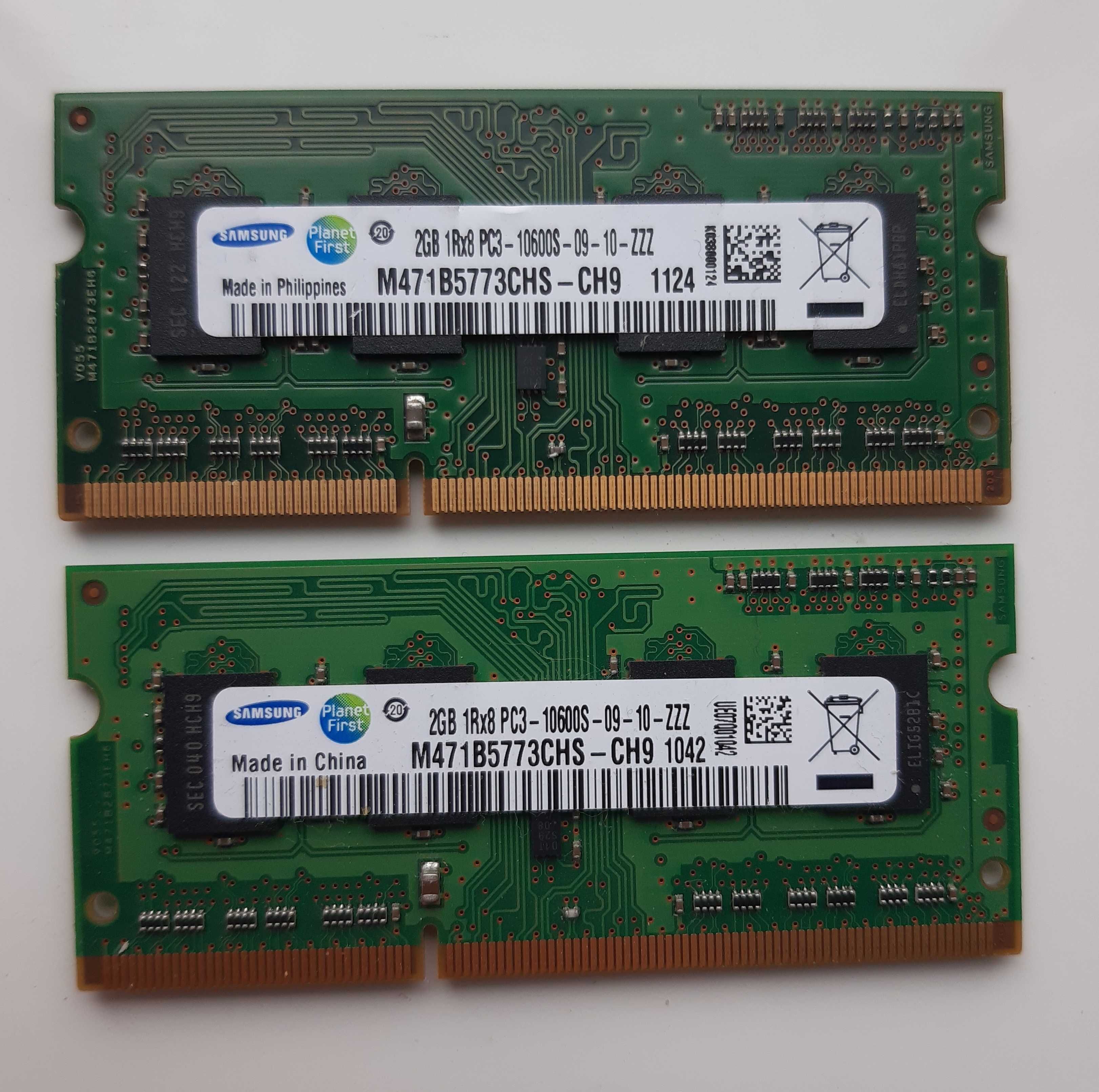 Оперативная память Samsung для ноутбука DDR3 2GB   So-dimm  2 шт