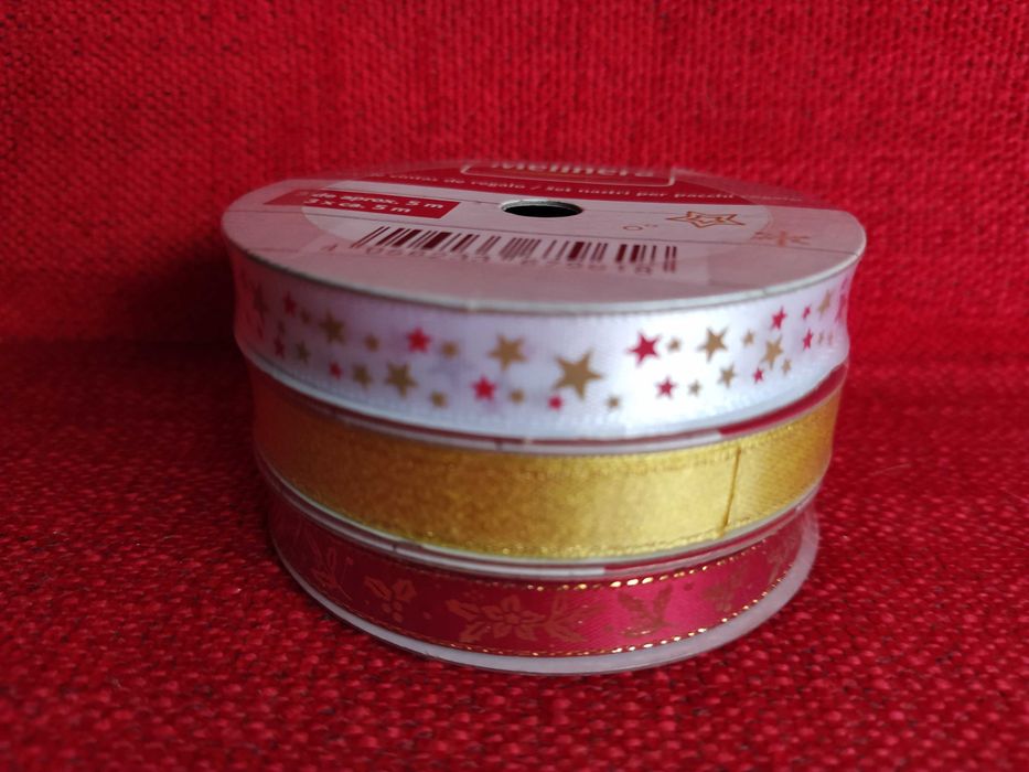 Conj. c/3 fitas coloridas 3x5m cada - largura 13mm - tecido poliester