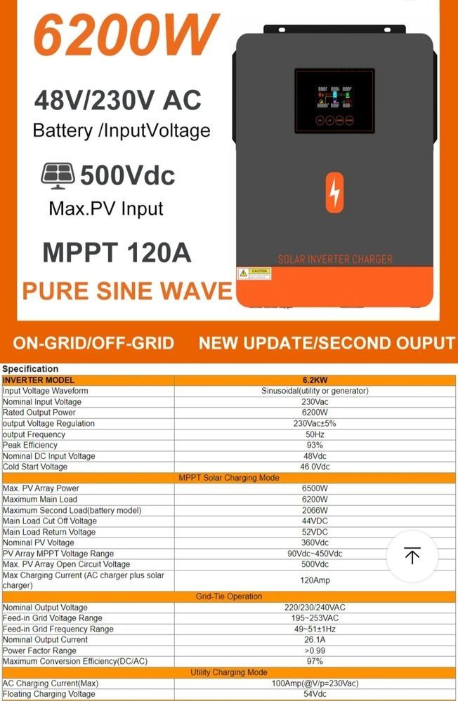 Гибридный инвертор PowMr 6.2кВт. 48 v. В НАЛИЧИИ !!!