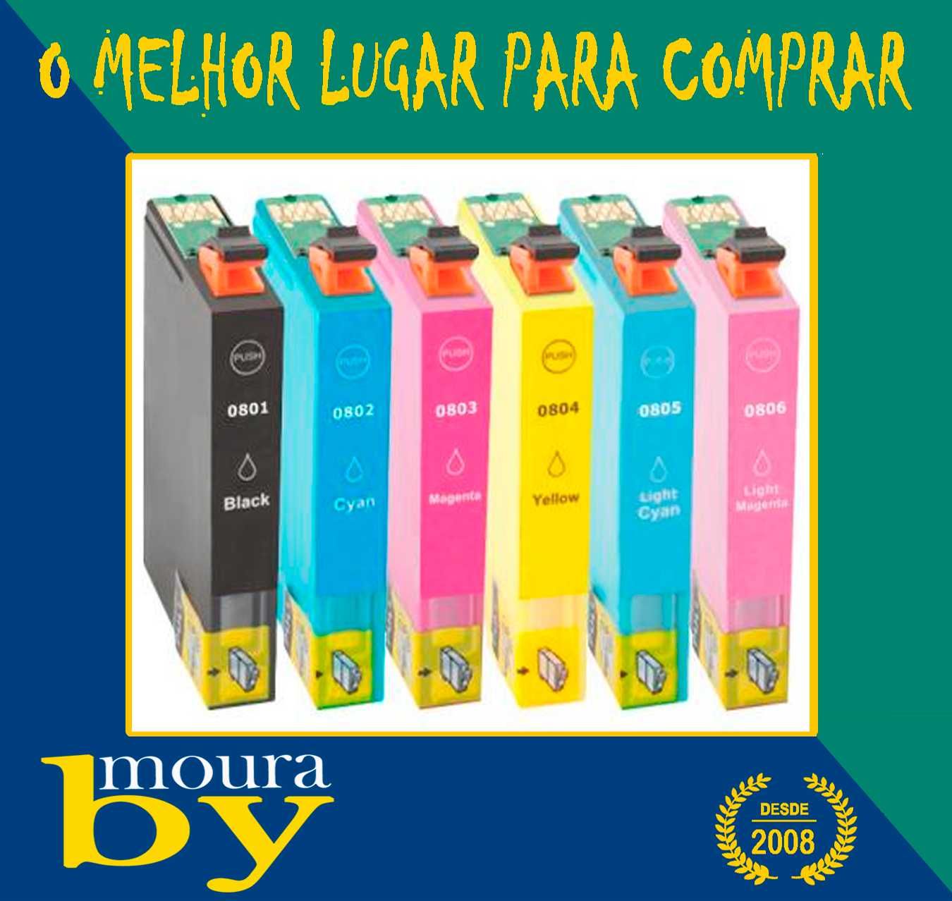 6 Tinteiros Compativeis Epson T0801 T0802 T0803 T0804 T0805 T0806