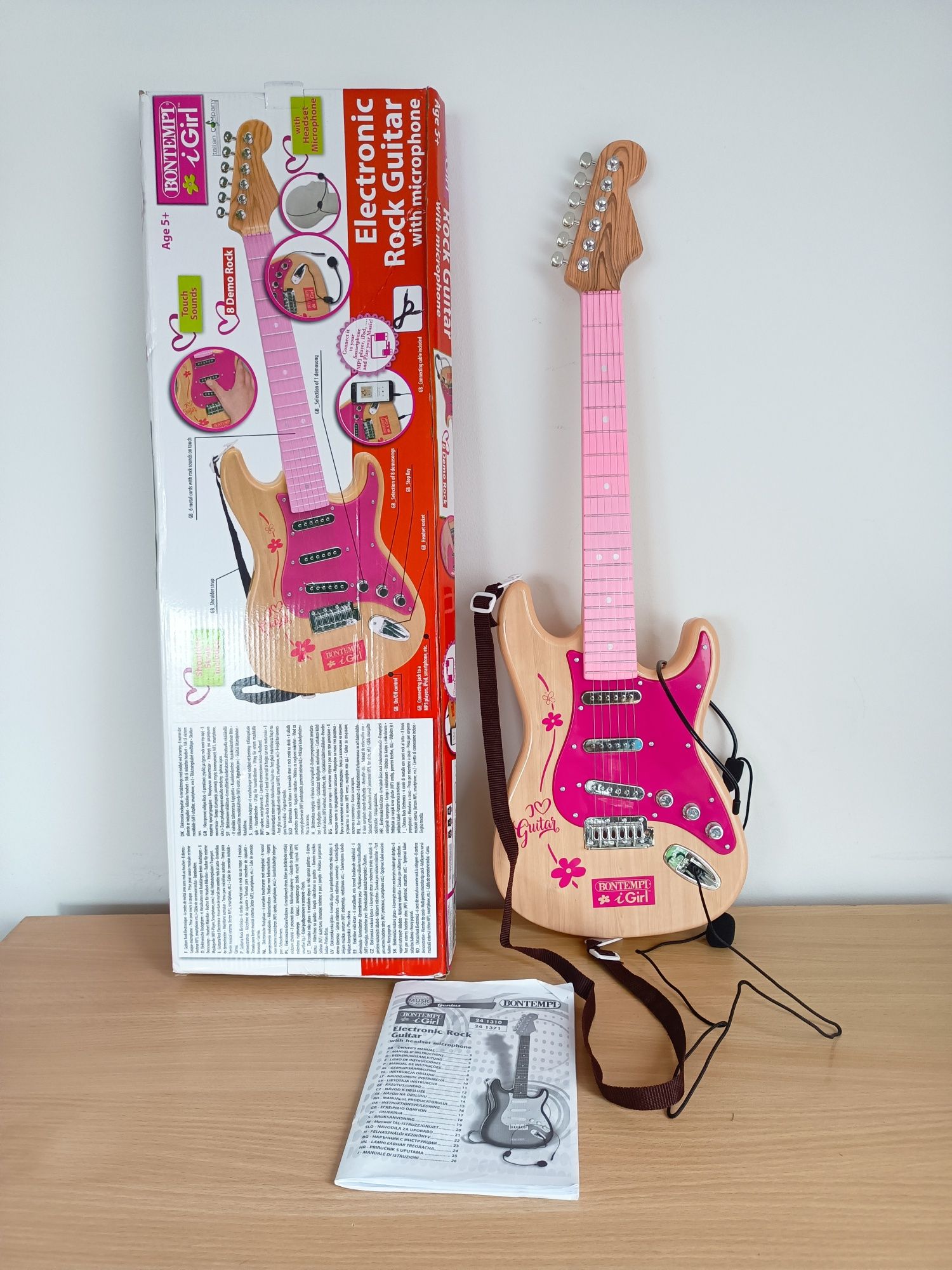 Gitara elektoniczna różowa Rock gitar Bontempi