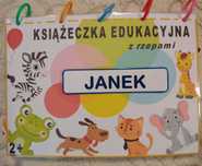 Książeczka laminowana z rzepami z imieniem dziecka personalizacja