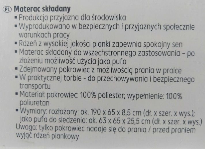 Materac piankowy