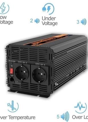 Перетворювач напруги edecoa 12v до 230v 1500/3000w