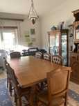 Mesa de Sala de Jantar - Madeira de Castanho Maciça e 8 cadeiras