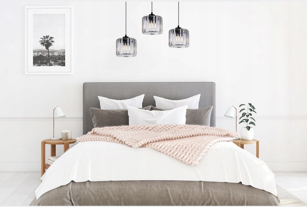 Czarna wisząca lampa 3 punkty swiatła kryształowy żyrandol kryształ