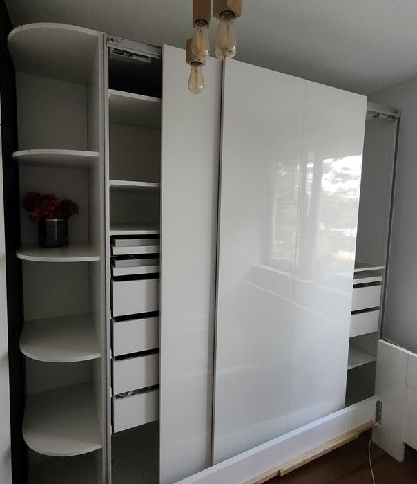 Szafa pax biały połysk 200x236 + szafka narożna 35x236 Ikea drzwi prze