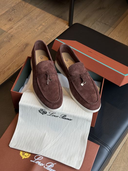 Трендові зручні лофери Loro Piana Lady Summer Walk Chocolate