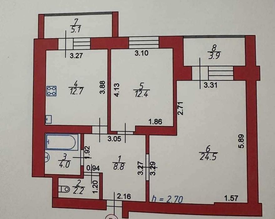 Продам 2 кімнатну великогабаритну квартиру на Кравчука