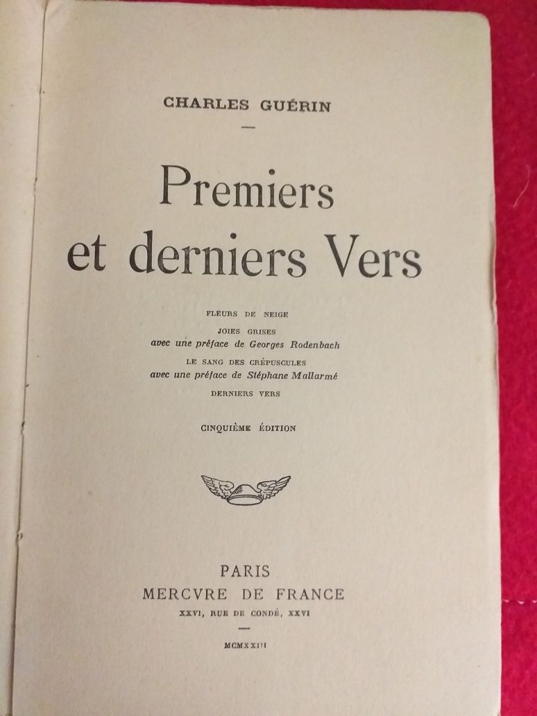 PREMIERS ET DERNIERS VERS  CHARLES GUERIN