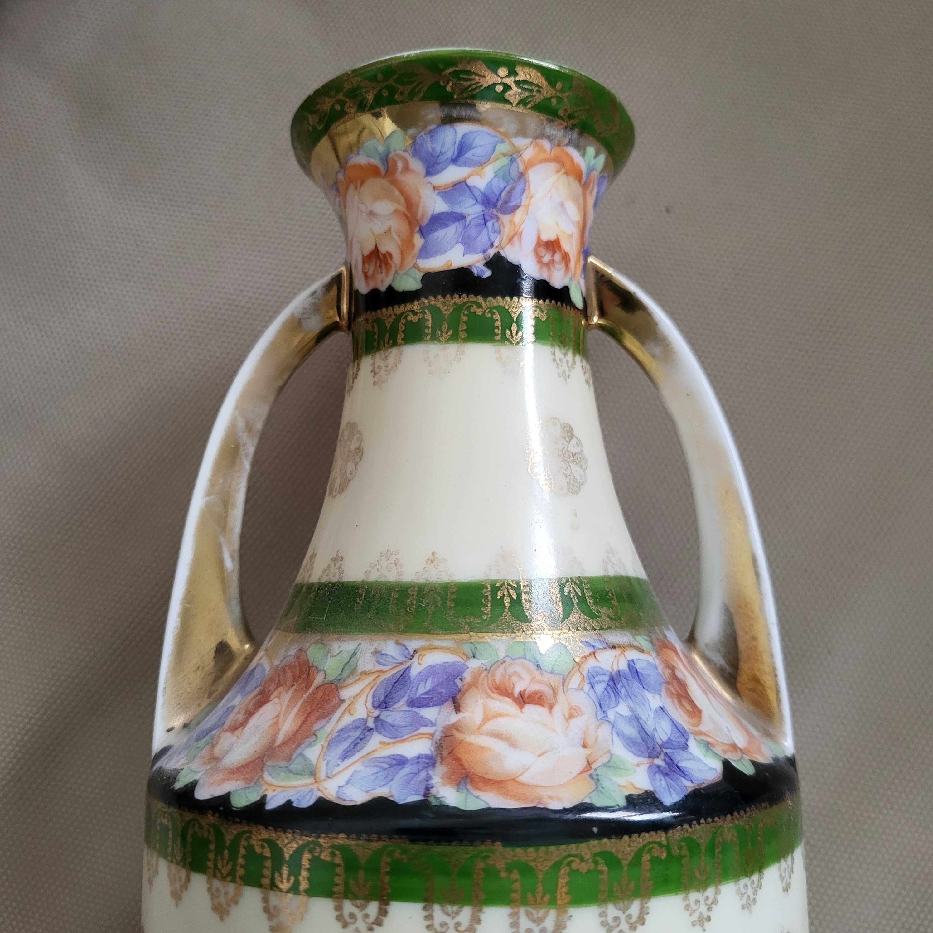 Złocony wazon Erdmann Schlegelmilch porcelana niemiecka secesja