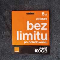 Karta Orange Prepaid sim polska Bez limitu 100 GB internetu .