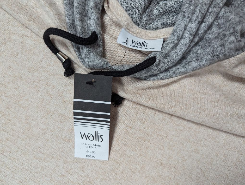 Nowa ciepła bluza sweterkowa dzianinowa asymetryczna Wallis 44 46