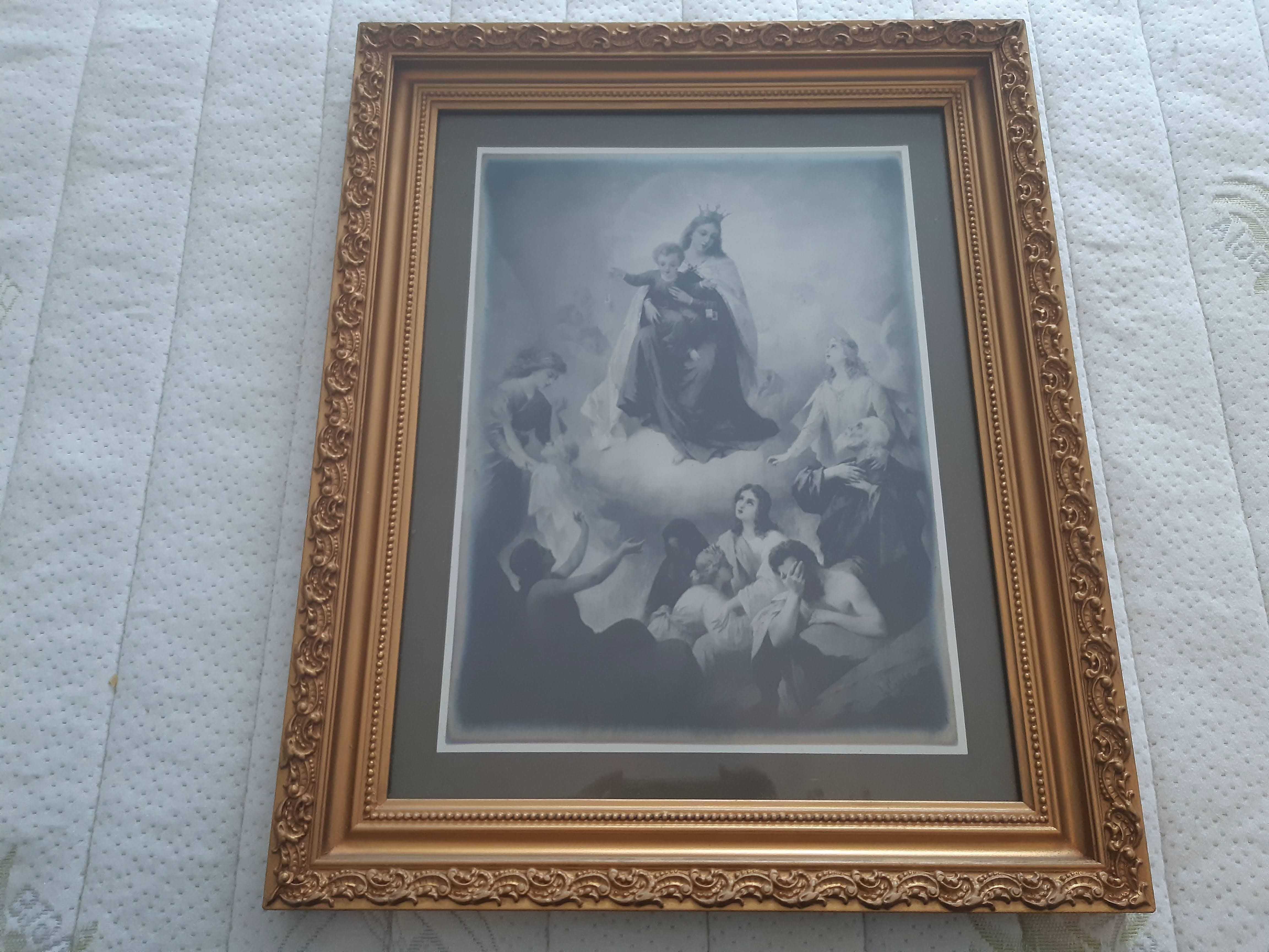 Quadro, ano 1950, com moldura madeira, excelente estado conservação