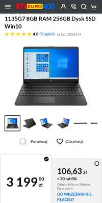 Laptop hp 2 letni, stan idealny 256 ssd, 8gb i5 lekki i elegancki