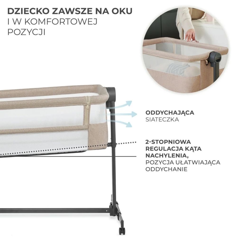 Łóżeczko dostawne 2w1 NESTE UP 2 beige NOWE