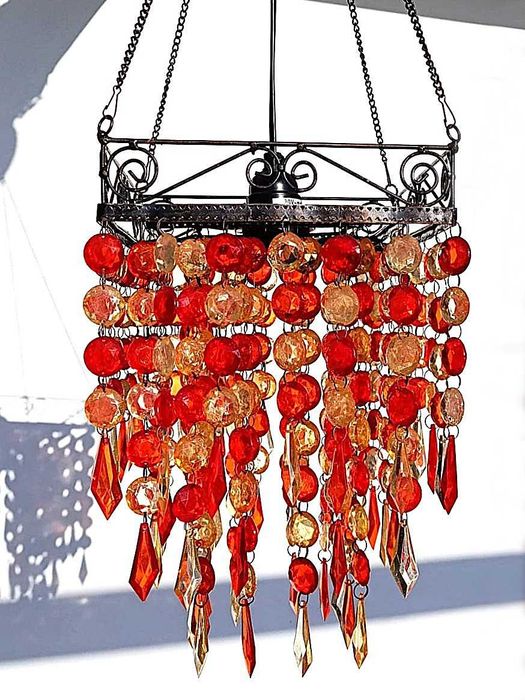 Candeeiro de Tecto – Vermelho e Laranja – Base Grafite