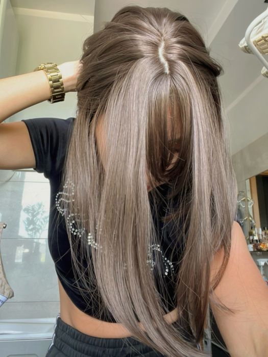Peruka brąz grzywka nowa włosy krótkie ash brown gęsta premium