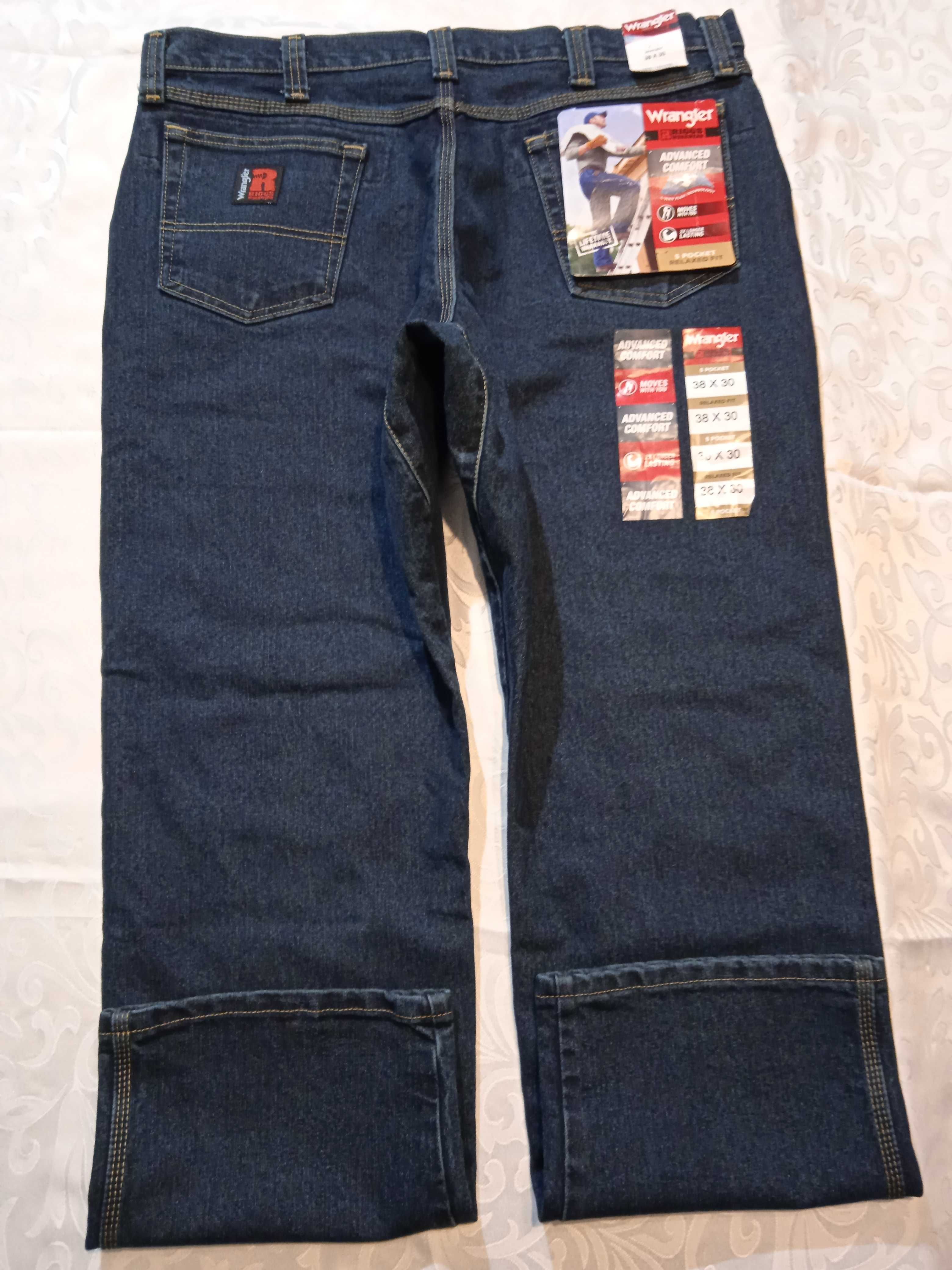 Wrangler Riggs WorkWear Nowe niebieskie spodnie jeansy W38 L30 Sold!