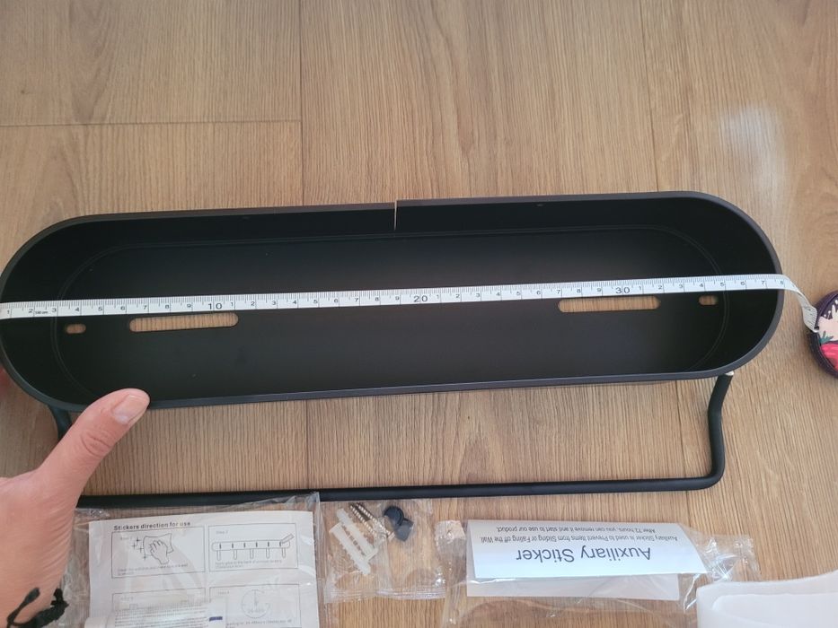 Półka łazienkowa, 38x6 cm, czarna