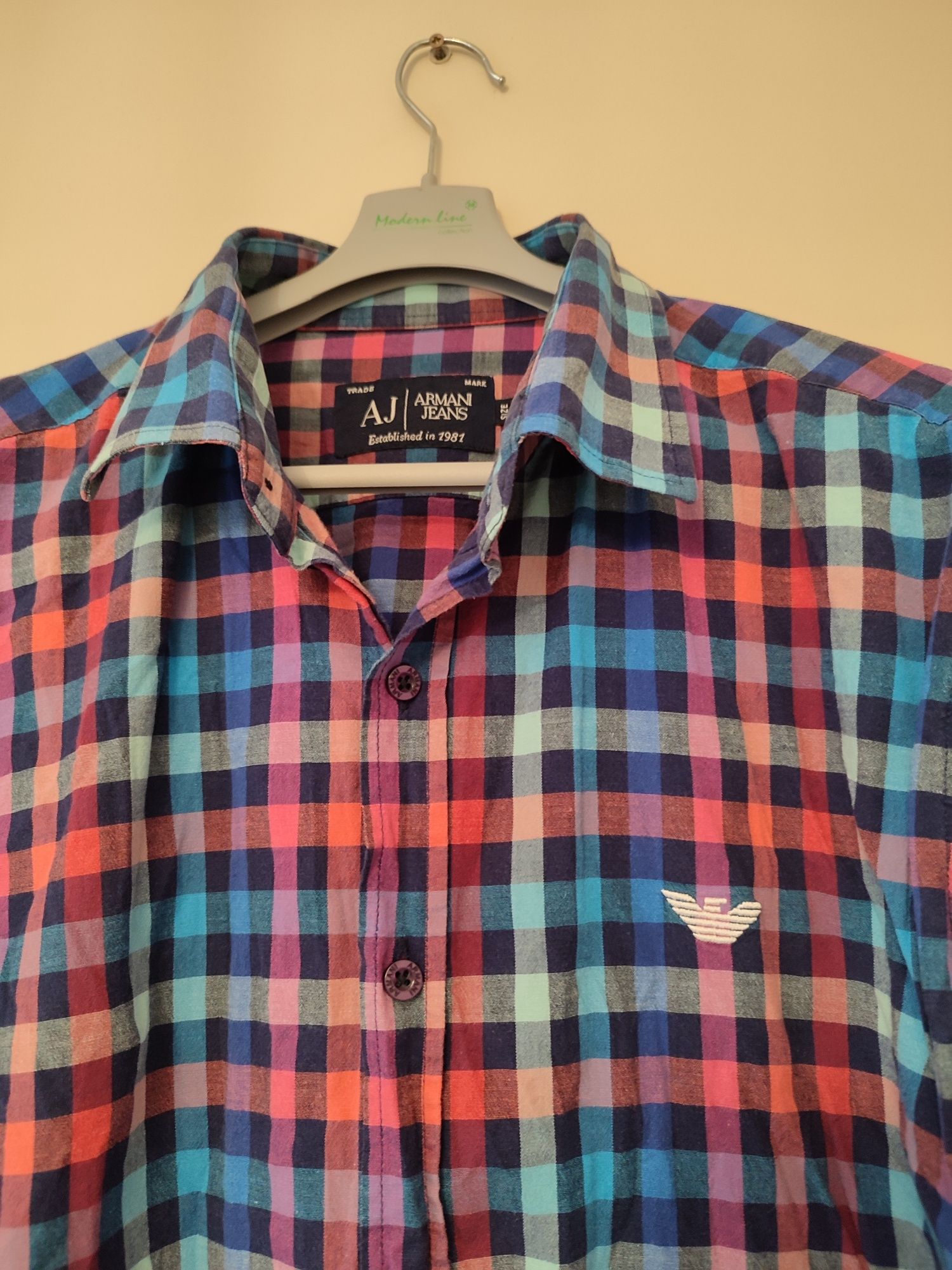 Koszula w kolorową kratę Armani jeans roz L