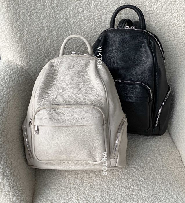 Кожаный рюкзак на молниях, итальянский. Шкіряний рюкзак