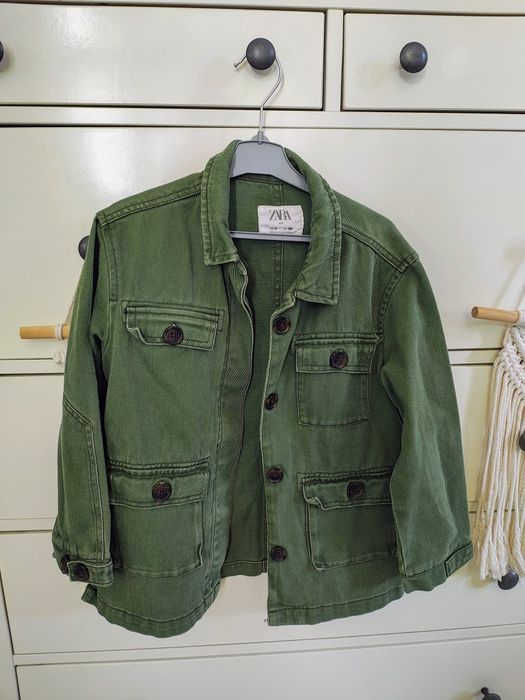 Kurtka płaszczyk parka chłopiec khaki oliwka Zara 128