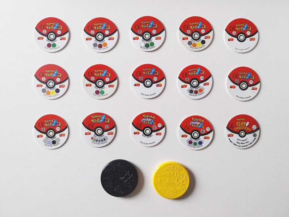 55 tazos POKEMON (52 diferentes) +2 master tazos | lote Matutano Tasty