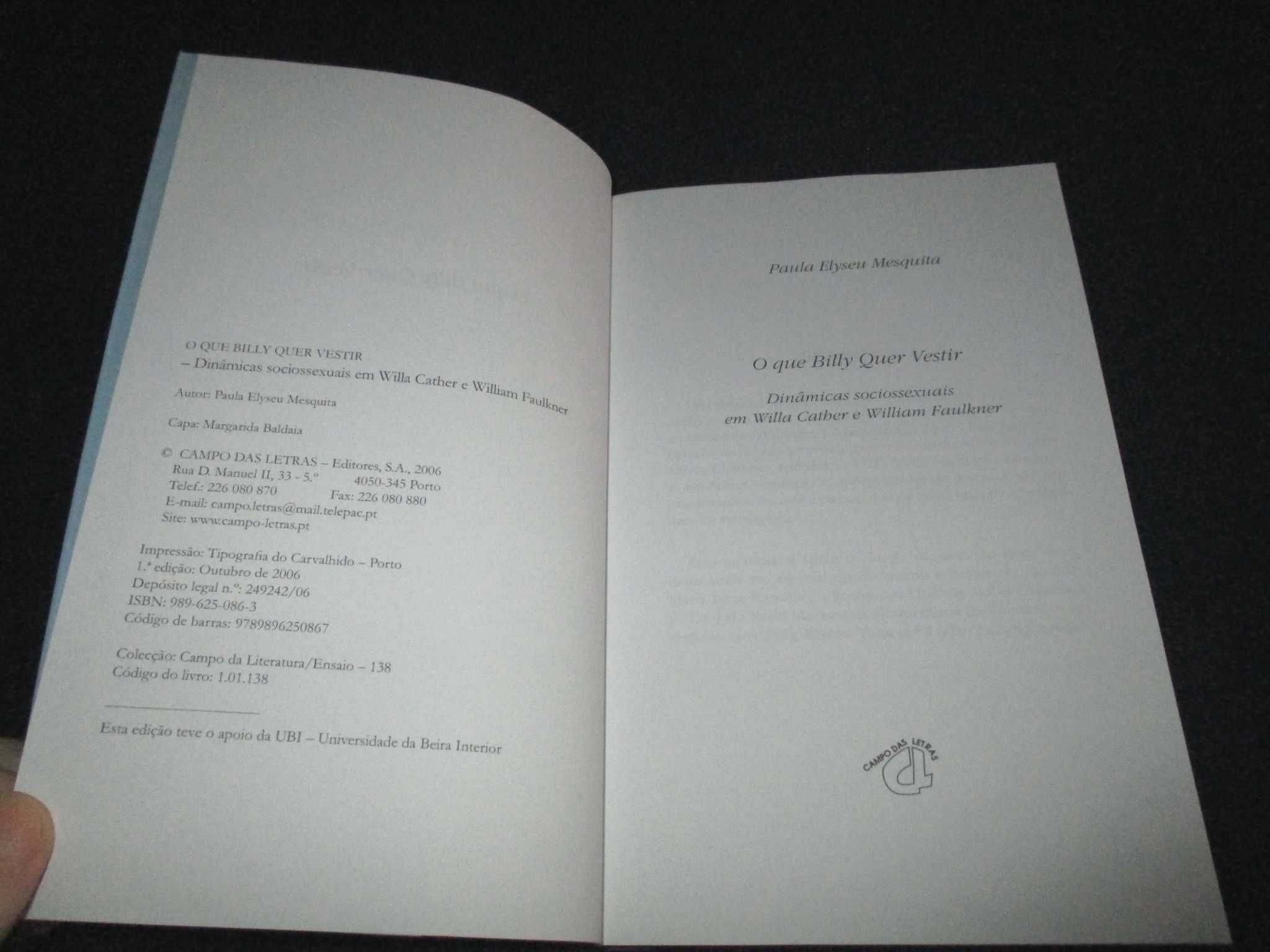 Livro O que Billy quer vestir Dinâmicas sociossexuais