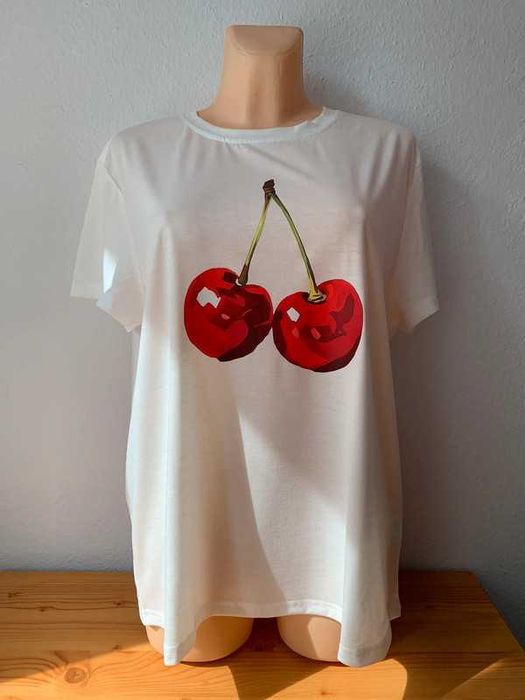 Nowy śliczny T-shirt z wisienkami rozmiar XXL/44