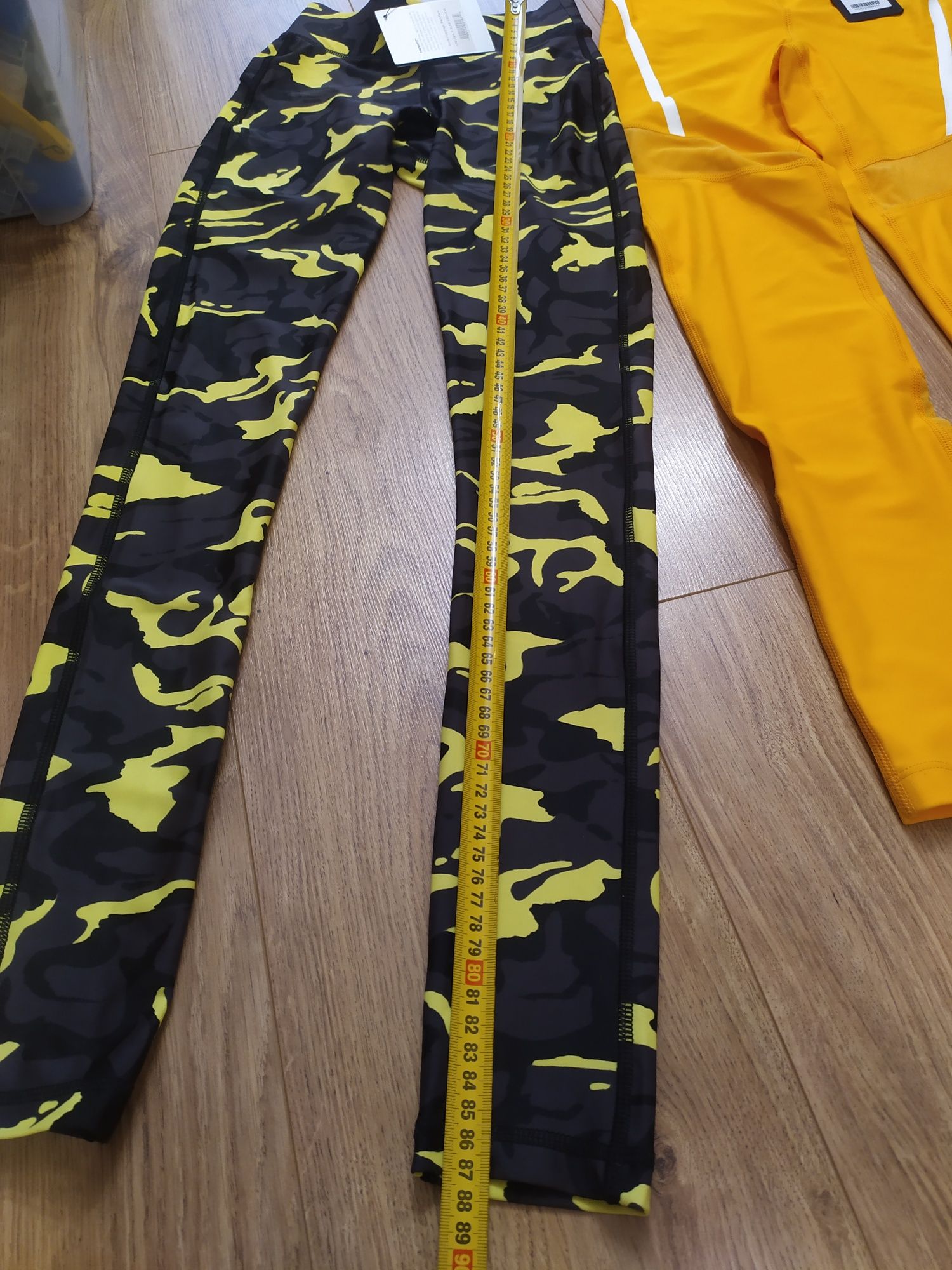 Getry legginsy damskie moro XXS i żółte XS