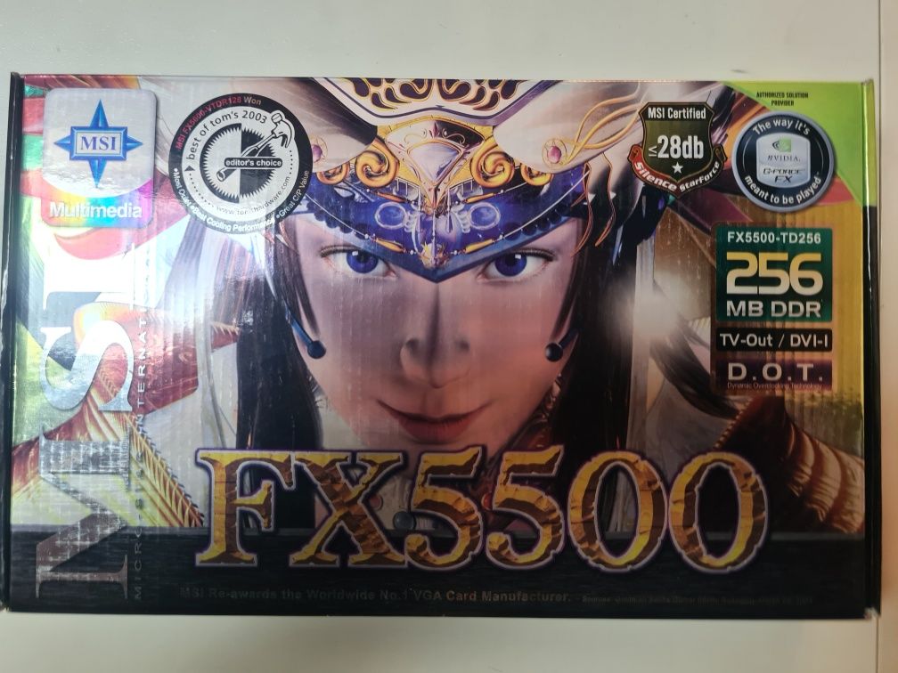 Karta graficzna MSI Geforce FX5500, 256mb ddr, AGP BOX Retro pc