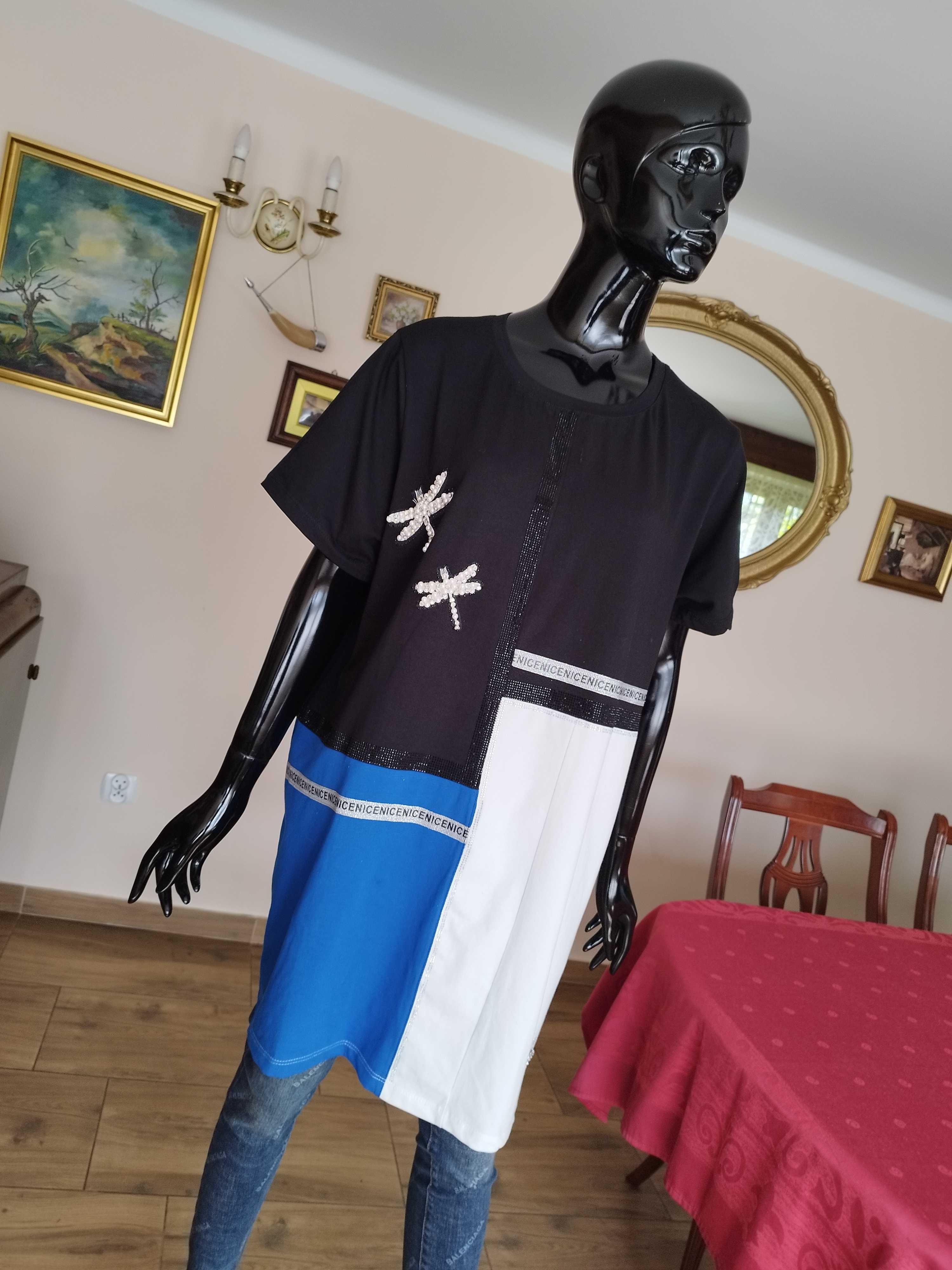 %_MEGI_bluzka/tunika - ważki - niebieska - L/XL/XXL