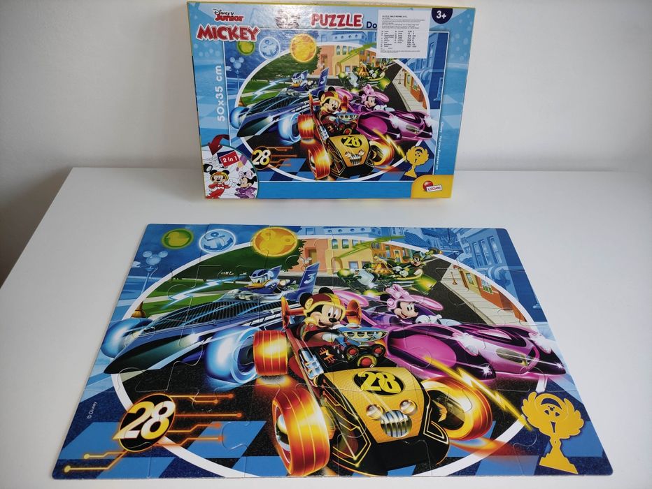 Puzzle mickey 24 elementów 3+ 50x35 cm dwustronne kompletne