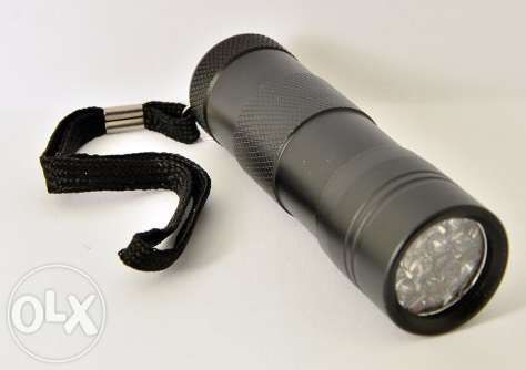 Lanterna led UV ultra violetas luz negra + adaptador aaa 9 leds geocac