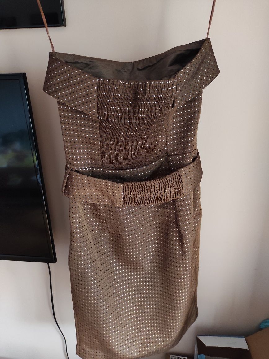 Zara sukienka xxs/XS brązowa bez ramiączek