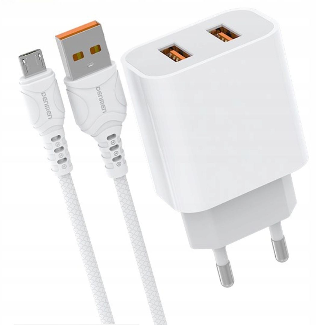 Ładowarka Sieciowa 2Xusb 2.4A + Kabel Usb-C Typ C