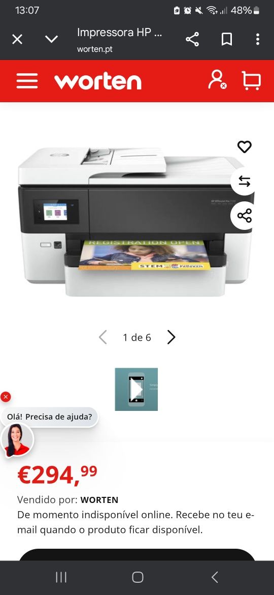 Impressora HP Officejet Pro 7720 A3 RJ11 (Multifunções - Jato de Tinta