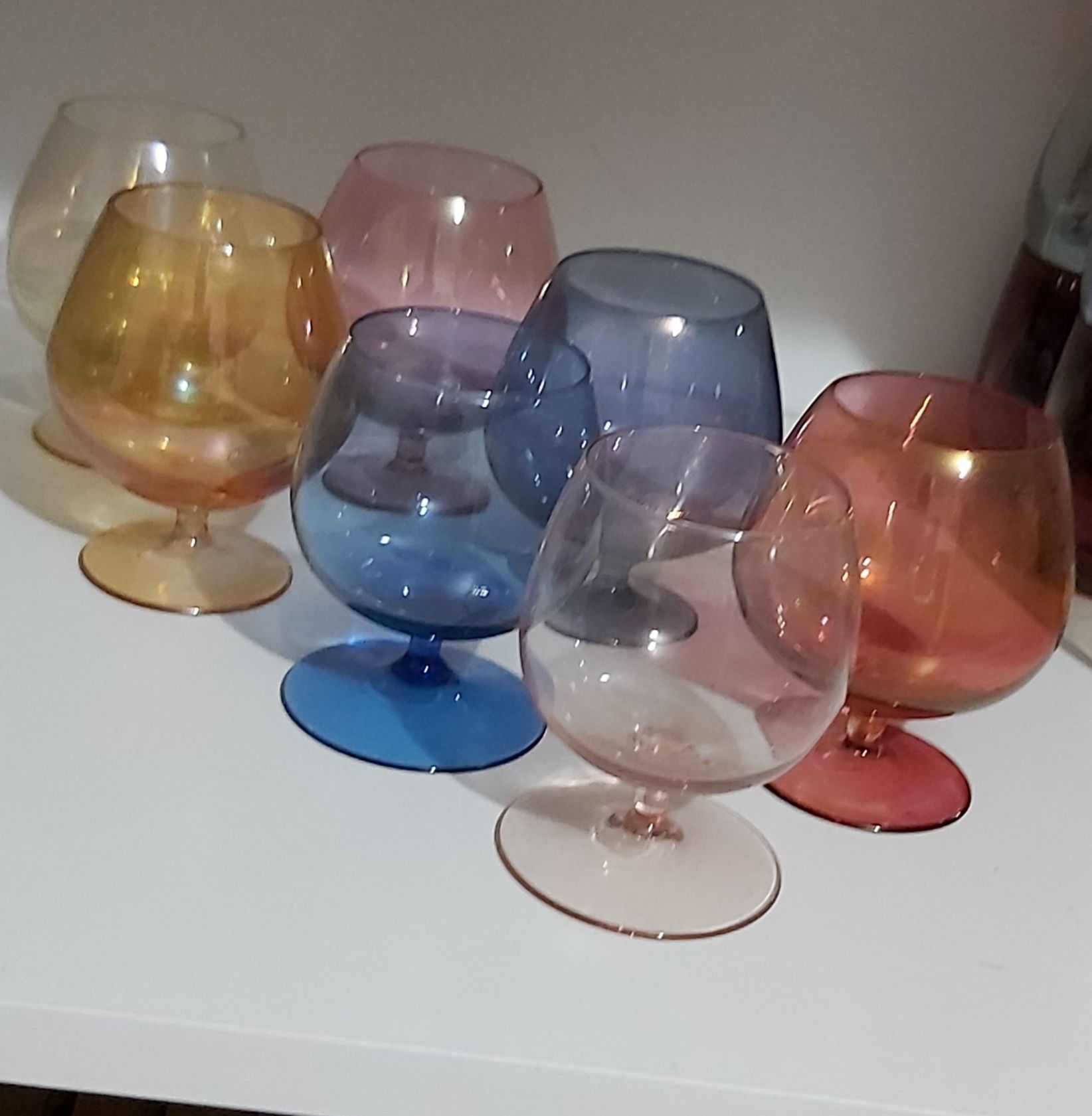 Kolekcja  kieliszki   szkło  kolorowe  prl  koniak